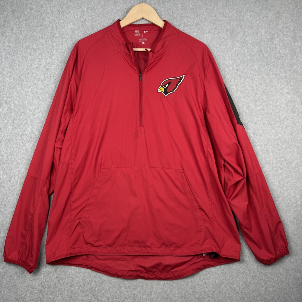 Nike Arizona Cardinals Quarter-Zip Windbreaker Mens‎ Large Red NFL Onfield Logo